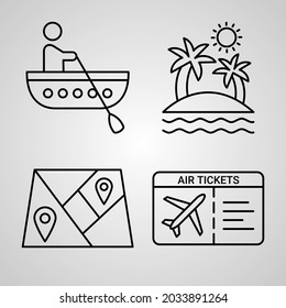 Simple Set of Travelling Vector Line Icons
