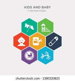 simple set of tricycle, button, safety pin, baby food icons, contains such as icons happy children, playhouse, butterfly net and more. 64x64 pixel perfect. infographics vector