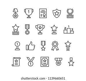 Simple Set of Trophy Awards Related Vector Line Icons. Editable Stroke. 48x48 Pixel Perfect.