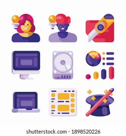 Simple Set Tropical Vector Color Icons. Color with Editable stroke