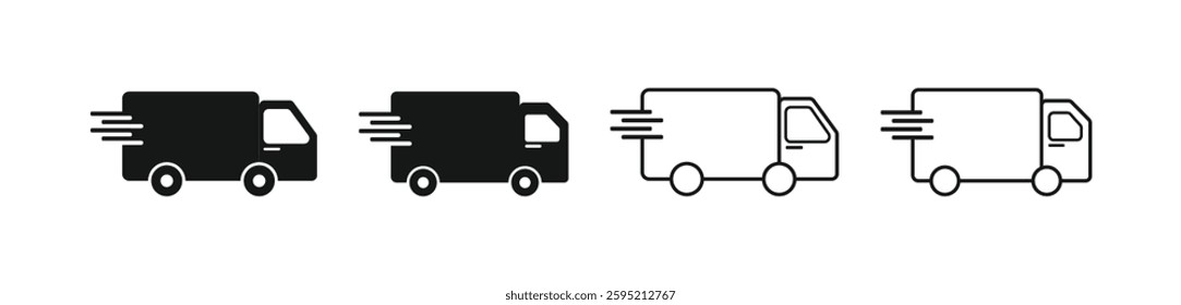 Simple Set of Truck Delivery Line Icons. Contains such Icons as Door to Door Delivery, Express Shipping, Supply and more.