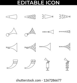 Simple Set of Trumpet Happy New Year Vector Line and Fill Icons
