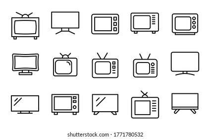Simple set of TV icons in trendy line style. Modern vector symbols, isolated on a white background. Linear pictogram pack. Line icons collection for web apps and mobile concept.