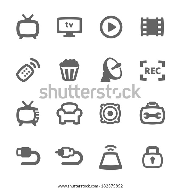Simple set\
of TV related vector icons for your\
design
