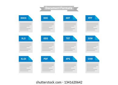Simple set of types formats of document multimedia isolated icons.EPS 10