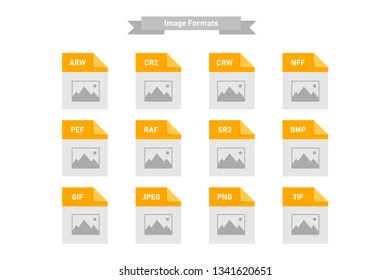 Simple set of types formats of document multimedia isolated icons. EPS 10