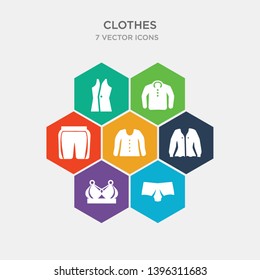 simple set of underpants, brassiere, cardigan, blouse icons, contains such as icons short, sweatshirt, waistcoat and more. 64x64 pixel perfect. infographics vector