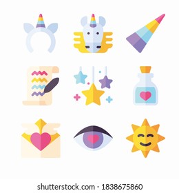 Simple Set Unicorn Vector Color Icons. Color with Editable stroke