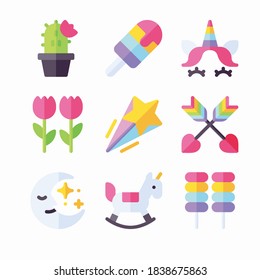 Simple Set Unicorn Vector Color Icons. Color with Editable stroke