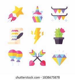 Simple Set Unicorn Vector Color Icons. Color with Editable stroke