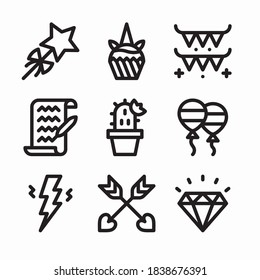 Simple Set Unicorn Vector line Icons. Line with Editable stroke