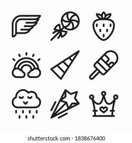 Simple Set Unicorn Vector line Icons. Line with Editable stroke