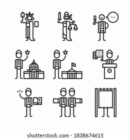 Simple Set United States Presidential Election Vector line Icons