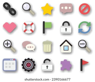 simple set universal icon illustration style flat