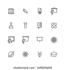 Simple set of university modern thin line icons. Trendy design. Pack of stroke icons. Vector illustration isolated on a white background. Premium quality symbols.