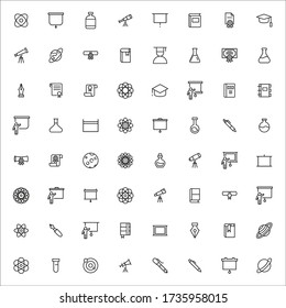 Simple set of university modern thin line icons. Trendy design. Pack of stroke icons. Vector illustration isolated on a white background. Premium quality symbols.