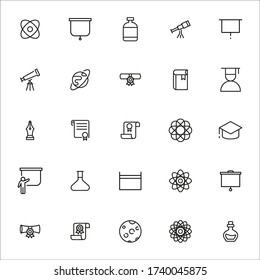Einfache Sammlung moderner Thin Line Icons an Universitäten. Trendy Design. Pack mit Symbolen für Schlaganfälle. Vector Illustration auf weißem Hintergrund isoliert. Symbole in Premium-Qualität.