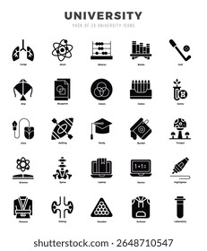 Simple Set of University Related Vector Glyph Icons.