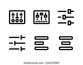Conjunto simple de iconos de línea de vectores relacionados con la interfaz de usuario. Contiene iconos como panel de control, controlador de sonido y más.