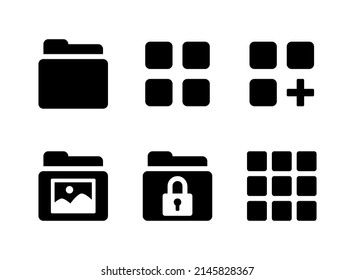 Simple Set of User Interface Related Vector Solid Icons. Contains Icons as Folder, Grid and more.