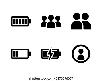 Simple Set of User Interface Related Vector Solid Icons. Contains Icons as Battery, Group and more.