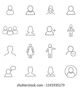 Simple set of user related outline icons. Elements for mobile concept and web apps. Thin line vector icons for website design and development, app development. Flat vector illustration