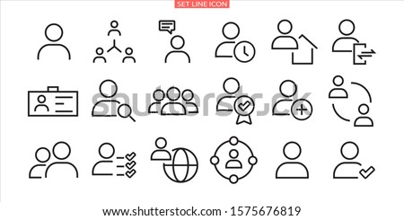 Simple set of user related vector line icons. Contains icons such as man, woman, profile, personal quality and many other good icons.