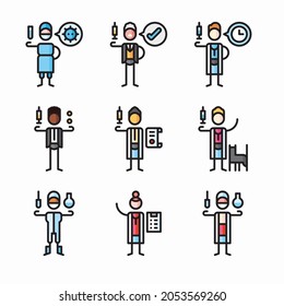 Iconos de color del vector de vacunación simple
