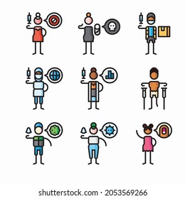 Simple Set Vaccination Vector Color Icons
