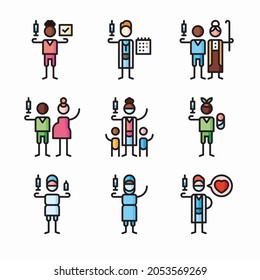 Simple Set Vaccination Vector Color Icons
