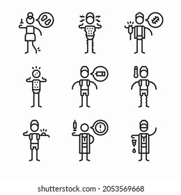 Iconos de la línea de vectores de vacunación simple