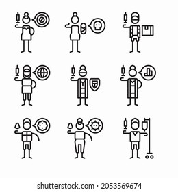 Simple Set Vaccination Vector line Icons