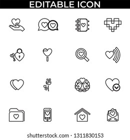Simple Set of Valentine Love Day Vector Line and Fill Icons