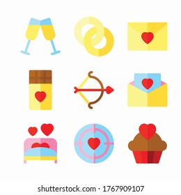 Simple Set Valentines Day Vector Color Icons. Color with Editable stroke