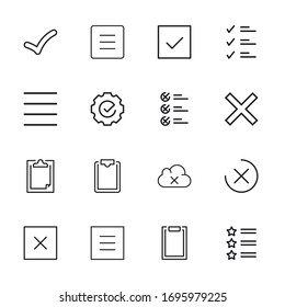 Simple set of validation icons in trendy line style. Modern vector symbols, isolated on a white background. Linear pictogram pack. Line icons collection for web apps and mobile concept.