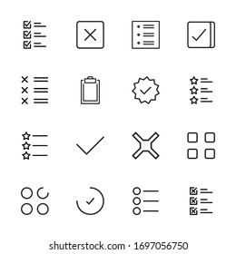 Simple set of validation icons in trendy line style. Modern vector symbols, isolated on a white background. Linear pictogram pack. Line icons collection for web apps and mobile concept.