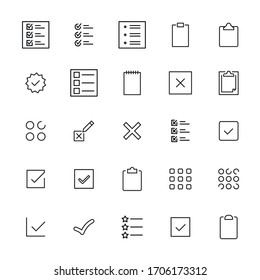 Simple set of validation icons in trendy line style. Modern vector symbols, isolated on a white background. Linear pictogram pack. Line icons collection for web apps and mobile concept.