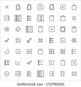 Simple set of validation icons in trendy line style. Modern vector symbols, isolated on a white background. Linear pictogram pack. Line icons collection for web apps and mobile concept.