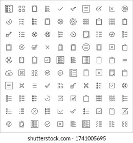 Simple set of validation icons in trendy line style. Modern vector symbols, isolated on a white background. Linear pictogram pack. Line icons collection for web apps and mobile concept.
