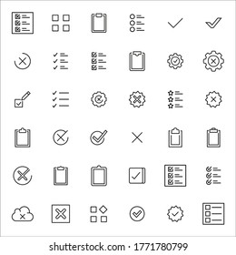 Simple set of validation icons in trendy line style. Modern vector symbols, isolated on a white background. Linear pictogram pack. Line icons collection for web apps and mobile concept.