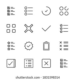 Simple set of validation icons in trendy line style. Modern vector symbols, isolated on a white background. Linear pictogram pack. Line icons collection for web apps and mobile concept.