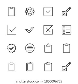 Einfache Anzahl von Validierungssymbonen im trendigen Zeilenstil. Moderne Vektorsymbole einzeln auf weißem Hintergrund. Lineare Piktogrammpackung. Kollektion von Line-Icons für Web-Apps und mobiles Konzept.