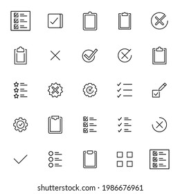 Simple set of validation icons in trendy line style. Modern vector symbols, isolated on a white background. Linear pictogram pack. Line icons collection for web apps and mobile concept.