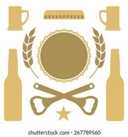 A simple set of vector beer icons in a golden hue.