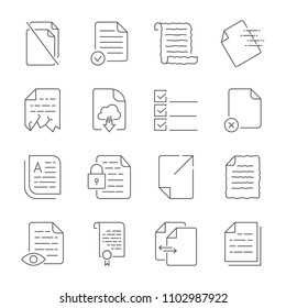 Simple set of vector icons for flow control of documents.
Contains icons such as a manuscript, a corrupted file, a scroll, a crumpled document, cloud storage and more.
Editable stroke. EPS 10