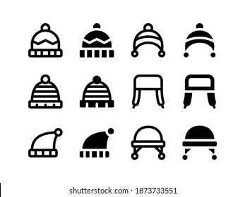 Simple Set of Vector Line and Glyph Icons Beanie