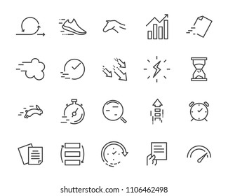 simple set of vector line icon, contain such lcon as speed, agile, boost, process, time and more