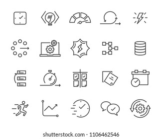 simple set of vector line icon, contain such lcon as speed, agile, boost, process, time and more