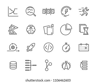 simple set of vector line icon, contain such lcon as speed, agile, boost, process, time and more