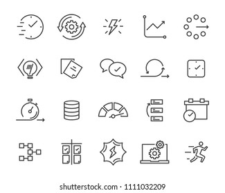 simple set of vector line icon, contain such lcon as speed, agile, boost, process, time and more